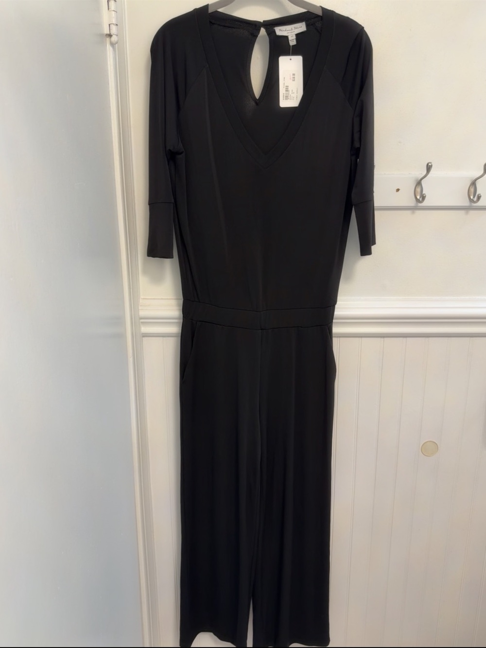 Michael Stars Black Long Sleeve V-Neck Jumpsuit